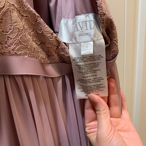 ROSE GOLD DAVIDS BRIDAL BRIDESMAIDS DRESS WITH OPEN BACK - Picture 6 of 7